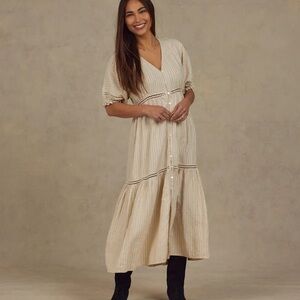 Rylee + Cru Mandi Cream Striped Midi Dress